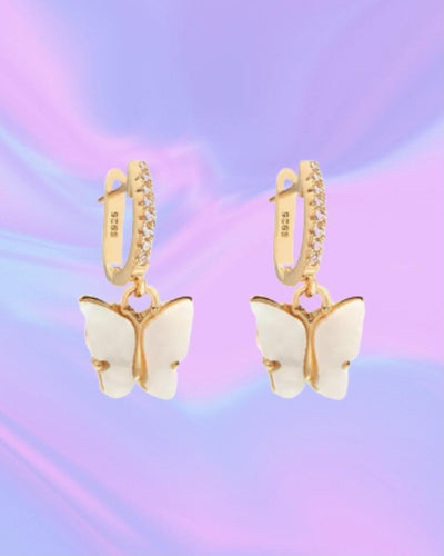 women's handmade butterfly earrings gold diamond trendy tiktok