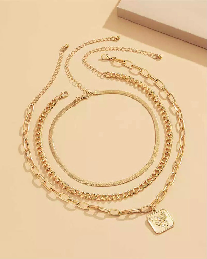 women's chain necklace set gold trendy tiktok gift snake medallion cheap affordable